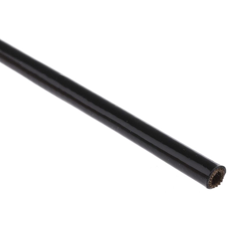 1 pcs - RS PRO Expandable Braided Silicone Rubber Glass Black Cable Sleeve, 4mm Diameter, 1m Length
