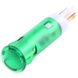 1 pcs - Apem Green Panel Mount Indicator, 24V dc, 6mm Mounting Hole Size, Faston, Solder Lug Termination