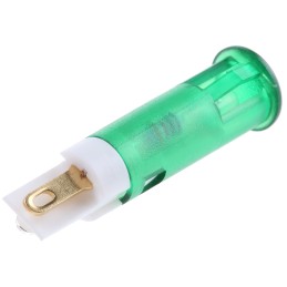 1 pcs - Apem Green Panel Mount Indicator, 24V dc, 6mm Mounting Hole Size, Faston, Solder Lug Termination
