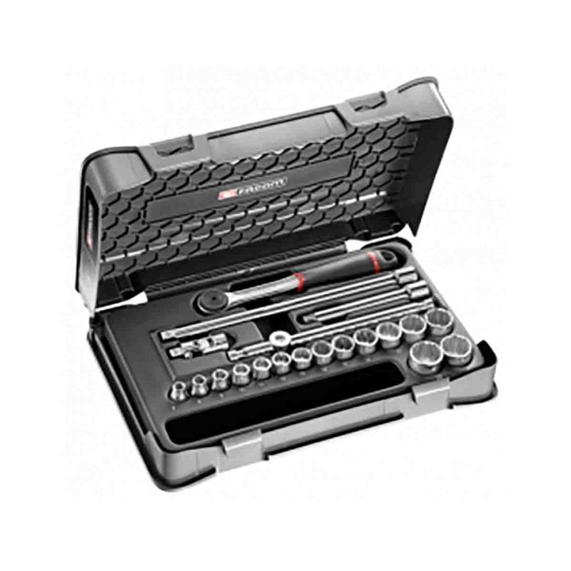 1 pcs - Facom 20-Piece Metric 3/8 in Standard Socket Set with Ratchet, 12 point