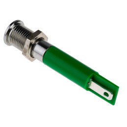 1 pcs - RS PRO Green Panel Mount Indicator, 24V dc, 8mm Mounting Hole Size, Solder Tab Termination, IP67