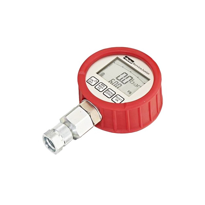 1 pcs - Parker 1/4 in Digital Pressure Gauge 600bar Bottom Entry, SCJN-KIT-600, 0bar min., ServiceJunior 600