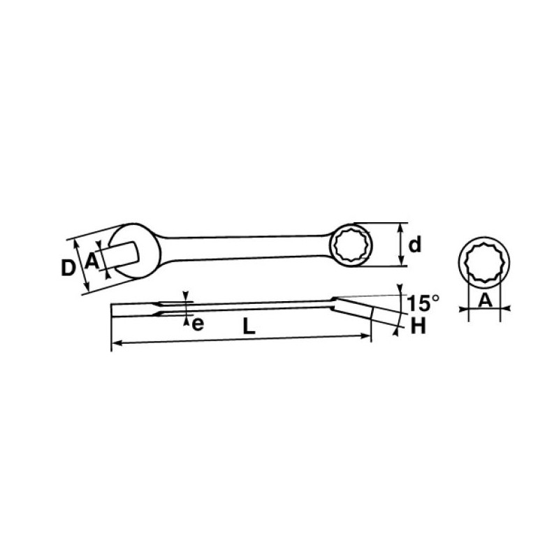 1 pcs - SAM Combination Spanner, 21mm, Metric, Height Safe, Double Ended, 230 mm Overall