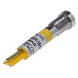 1 pcs - RS PRO Yellow Panel Mount Indicator, 24V ac, 8mm Mounting Hole Size, Solder Tab Termination