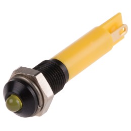 1 pcs - RS PRO Yellow Panel Mount Indicator, 12V dc, 6mm Mounting Hole Size, Solder Tab Termination