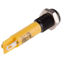 1 pcs - RS PRO Yellow Panel Mount Indicator, 12V dc, 6mm Mounting Hole Size, Solder Tab Termination
