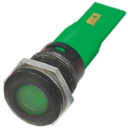1 pcs - RS PRO Green Panel Mount Indicator, 16mm Mounting Hole Size, Solder Tab Termination