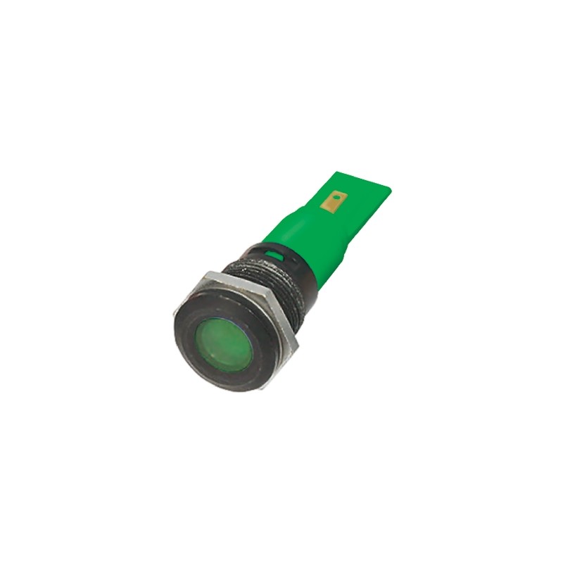 1 pcs - RS PRO Green Panel Mount Indicator, 16mm Mounting Hole Size, Solder Tab Termination