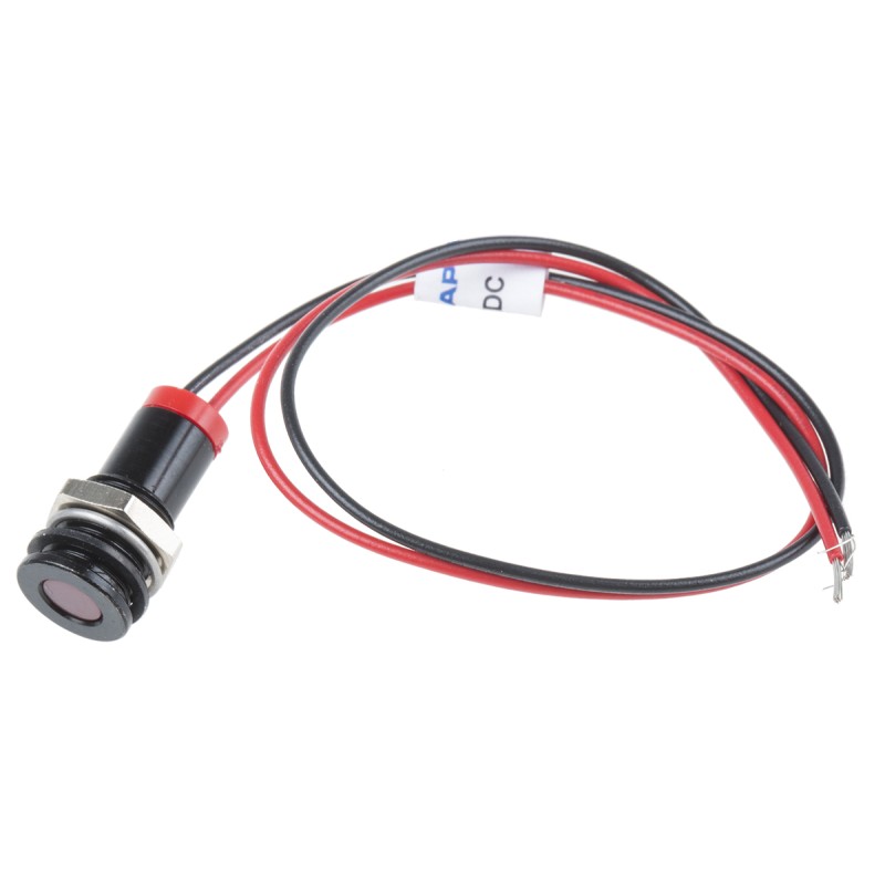 1 pcs - RS PRO Red Panel Mount Indicator, 2V dc, 8mm Mounting Hole Size, Lead Wires Termination, IP67