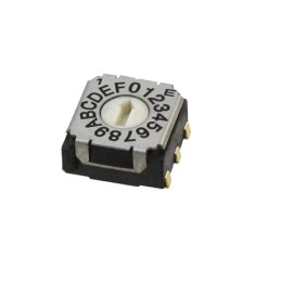 2 pcs - NIDEC COPAL ELECTRONICS GMBH SH-7000, 16 Position, Hexadecimal Rotary Switch, 100 mA, Pin
