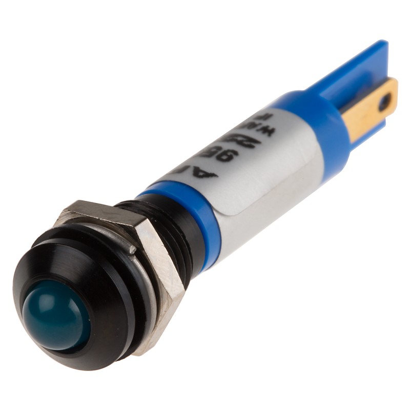 1 pcs - RS PRO Blue Panel Mount Indicator, 220V ac, 8mm Mounting Hole Size, IP67
