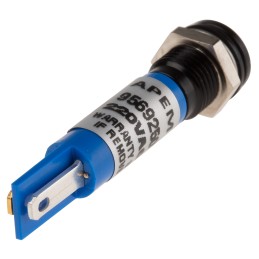 1 pcs - RS PRO Blue Panel Mount Indicator, 220V ac, 8mm Mounting Hole Size, IP67