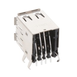 1 pcs : KUSBX-AS2N-B30 - CONN RCPT STACKED USB TYPE A R/A