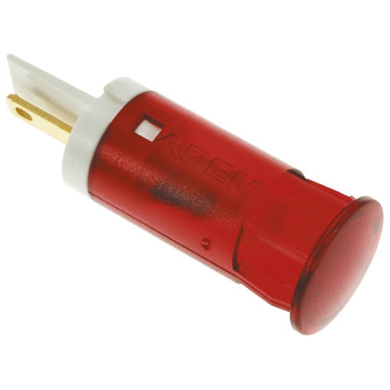1 pcs - Apem Red Flashing LED Panel Mount Indicator, 24V dc, 12mm Mounting Hole Size, FASTON Termination