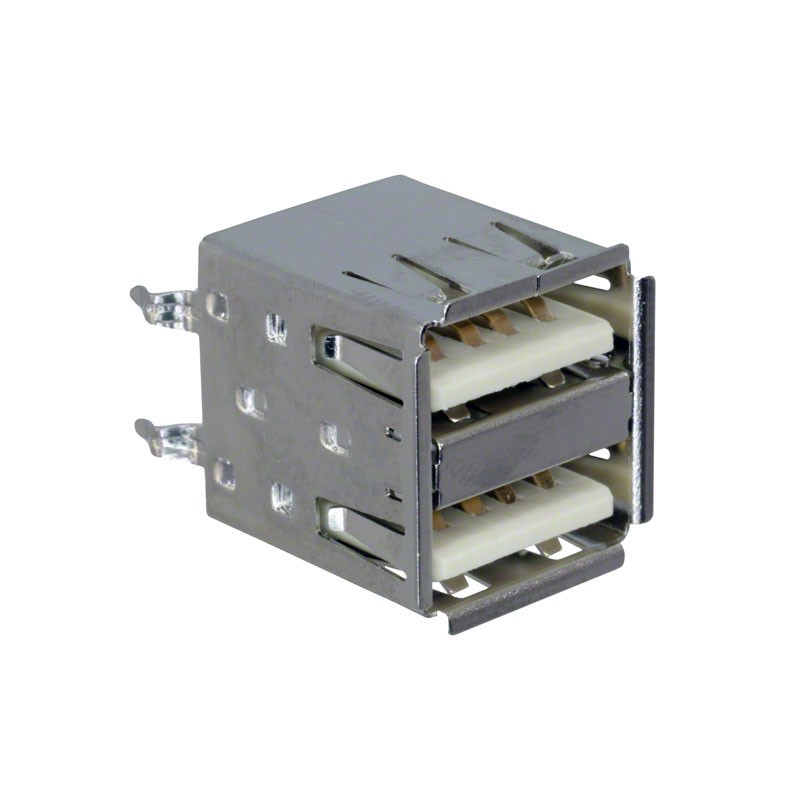 1 pcs : KUSBVX-AS2N-W-1 - CONN RCPT USB2.0 TYPEA 4POS DUAL
