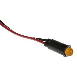 1 pcs - Dialight Yellow Panel Mount Indicator, 12V dc, 6.4mm Mounting Hole Size, Lead Wires Termination