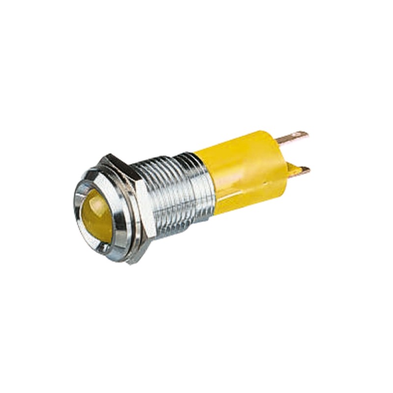 1 pcs - CML Innovative Technologies Yellow Panel Mount Indicator, 24V, 14mm Mounting Hole Size, Solder Tab Termination, IP67