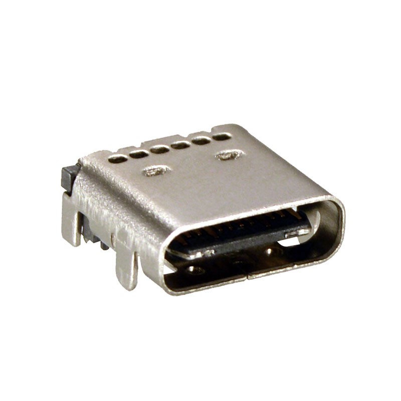 1 pcs : KUSBX-SMT-CS2-B30TR - USB TYPE C, SMT PINS, TH SHIELD