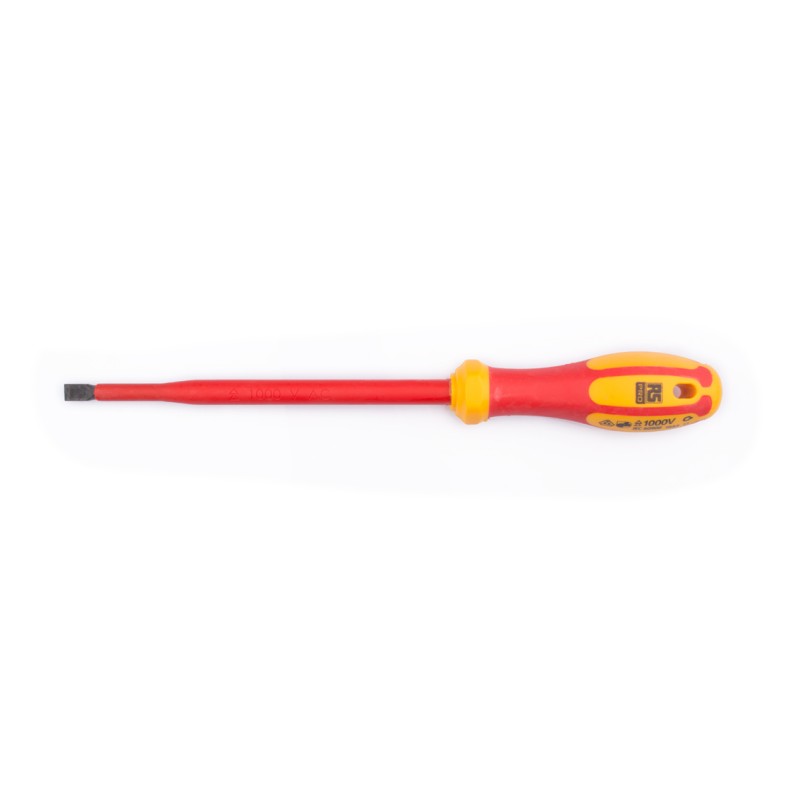 1 pcs - RS PRO Slotted Insulated Screwdriver, 8 x 1.2 mm Tip, 175 mm Blade, VDE/1000V, 295 mm Overall