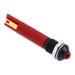 1 pcs - RS PRO Red Panel Mount Indicator, 12V dc, 8mm Mounting Hole Size, Solder Tab Termination