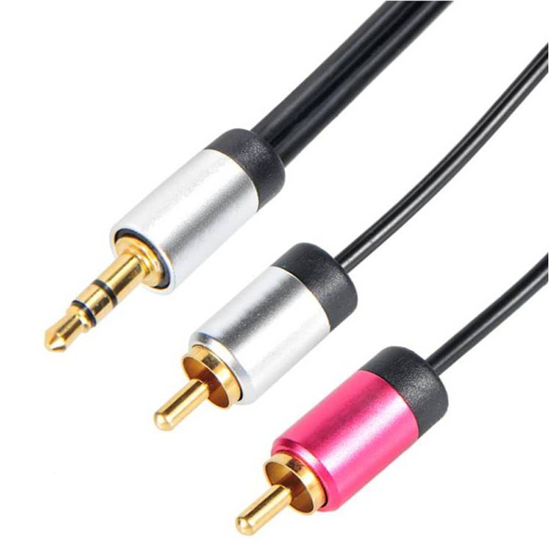 1 pcs - Cable Power Male 3.5mm Stereo Jack to Male RCA Aux Cable, Black, 1.5m