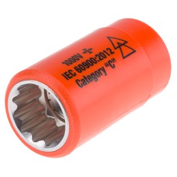 1 pcs - ITL Insulated Tools Ltd 1/2 in Drive 17mm Insulated Standard Socket, 12 point, VDE/1000V, 27 mm Overall Length
