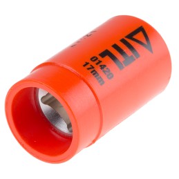 1 pcs - ITL Insulated Tools Ltd 1/2 in Drive 17mm Insulated Standard Socket, 12 point, VDE/1000V, 27 mm Overall Length
