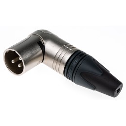 1 pcs - Neutrik Cable Mount XLR Connector, Right Angle, Male, 50 V ac, 3 Way, Silver over Nickel Plating