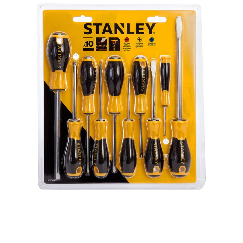 1 pcs - Stanley Phillips, Pozidriv, Slotted Screwdriver Set, 10-Piece