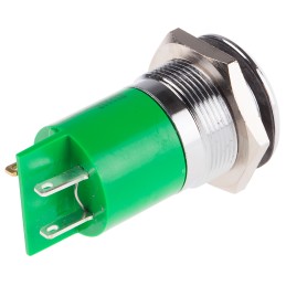 1 pcs - RS PRO Green Panel Mount Indicator, 22mm Mounting Hole Size, Solder Tab Termination