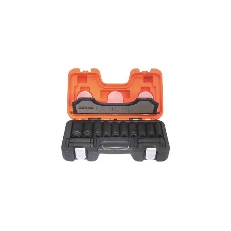 1 pcs - Bahco 14-Piece Metric 1/2 in Deep Impact Socket Set , 6 point