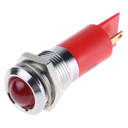 1 pcs - RS PRO Red Panel Mount Indicator, 2V dc, 14mm Mounting Hole Size, Solder Tab Termination