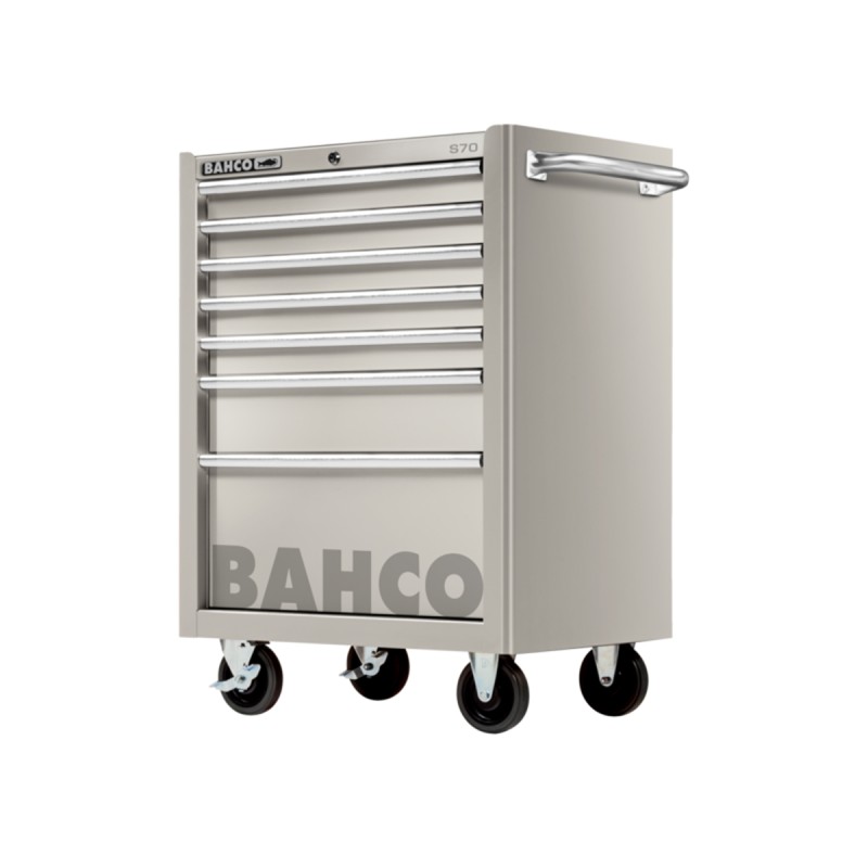 1 pcs - Bahco 7 drawer Stainless Steel Wheeled Tool Chest, 860mm x 580mm x 780mm
