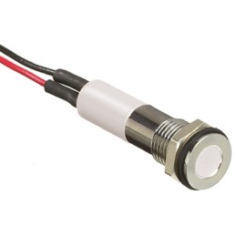 1 pcs - RS PRO White Panel Mount Indicator, 2V dc, 6mm Mounting Hole Size, Lead Wires Termination, IP67