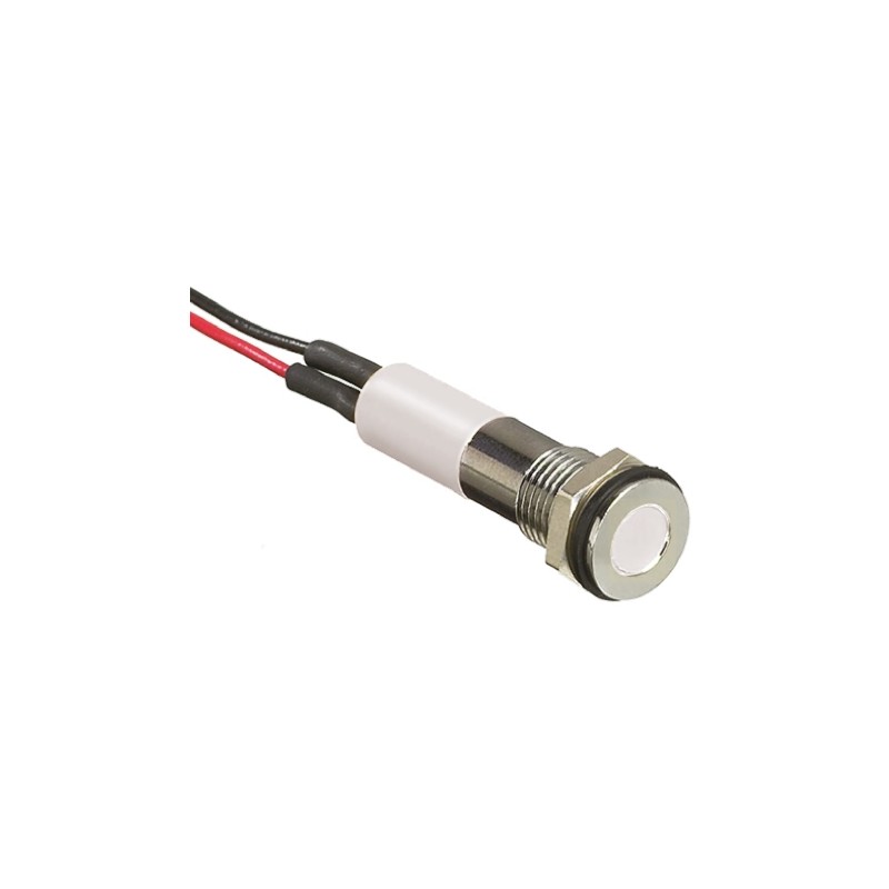 1 pcs - RS PRO White Panel Mount Indicator, 2V dc, 6mm Mounting Hole Size, Lead Wires Termination, IP67