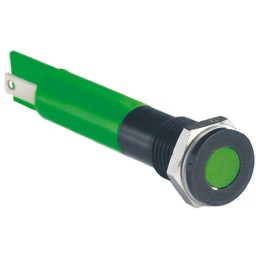 1 pcs - RS PRO Green Panel Mount Indicator, 12V dc, 6mm Mounting Hole Size, Solder Tab Termination, IP67