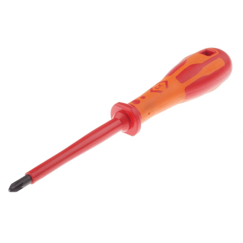 1 pcs - CK Pozidriv Insulated Screwdriver, PZ2 Tip, 100 mm Blade, VDE/1000V