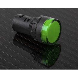 1 pcs - RS PRO, Panel Mount Green LED Pilot Light, 22mm Cutout, IP65, Round, 24V ac/dc