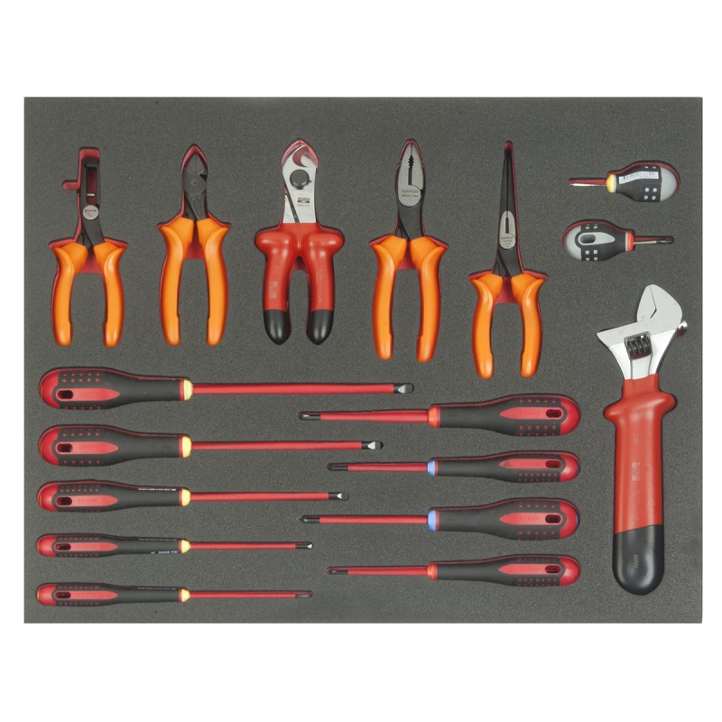 1 pcs - Bahco 17 Piece Maintenance Tool Kit with Foam Inlay, VDE Approved