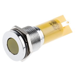 1 pcs - RS PRO Yellow Panel Mount Indicator, 16mm Mounting Hole Size, Solder Tab Termination
