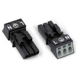 1 pcs : 890-203 - SOCKET 3-POLE BLACK