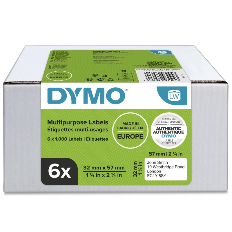 1 pcs - Dymo White Label Roll, 57mm Width, 32mm Height