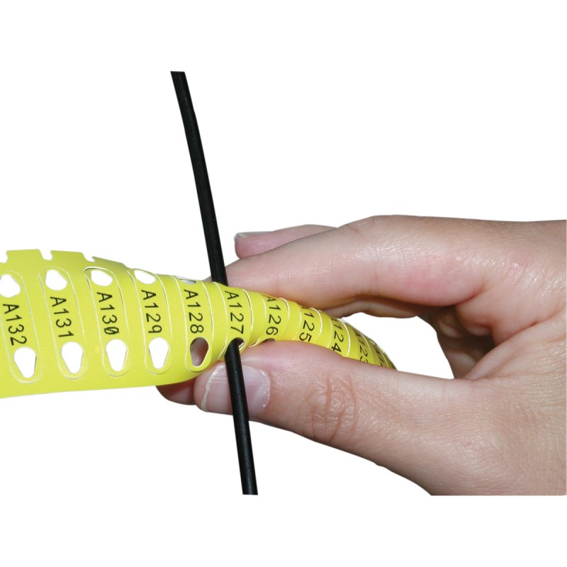1 Box of 2500 - Brady B-7599 Black on Yellow Cable Labels, 23.00 mm Width, 5.20mm Label Length, 23mm Label Width