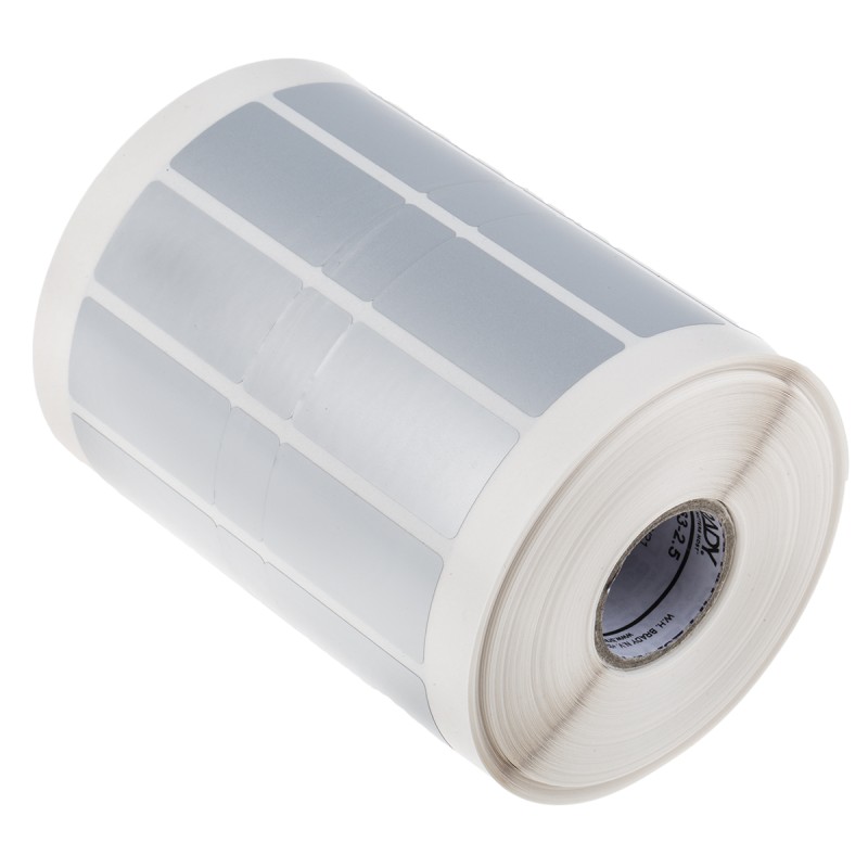 1 Box of 2500 - Brady Silver Label Roll, 38.1mm Width, 19.05mm Height, 2500Per Roll Qty