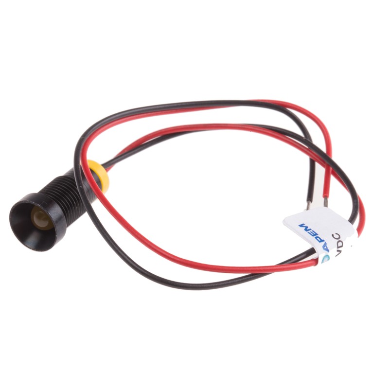 1 pcs - RS PRO Yellow Panel Mount Indicator, 2V dc, 8mm Mounting Hole Size, Lead Wires Termination, IP67