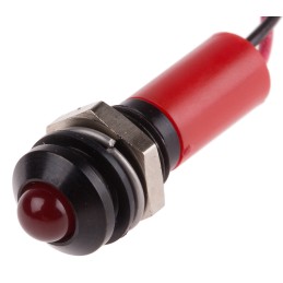 1 pcs - RS PRO Red Panel Mount Indicator, 12V dc, 8mm Mounting Hole Size, Lead Wires Termination, IP67