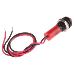 1 pcs - RS PRO Red Panel Mount Indicator, 12V dc, 8mm Mounting Hole Size, Lead Wires Termination, IP67