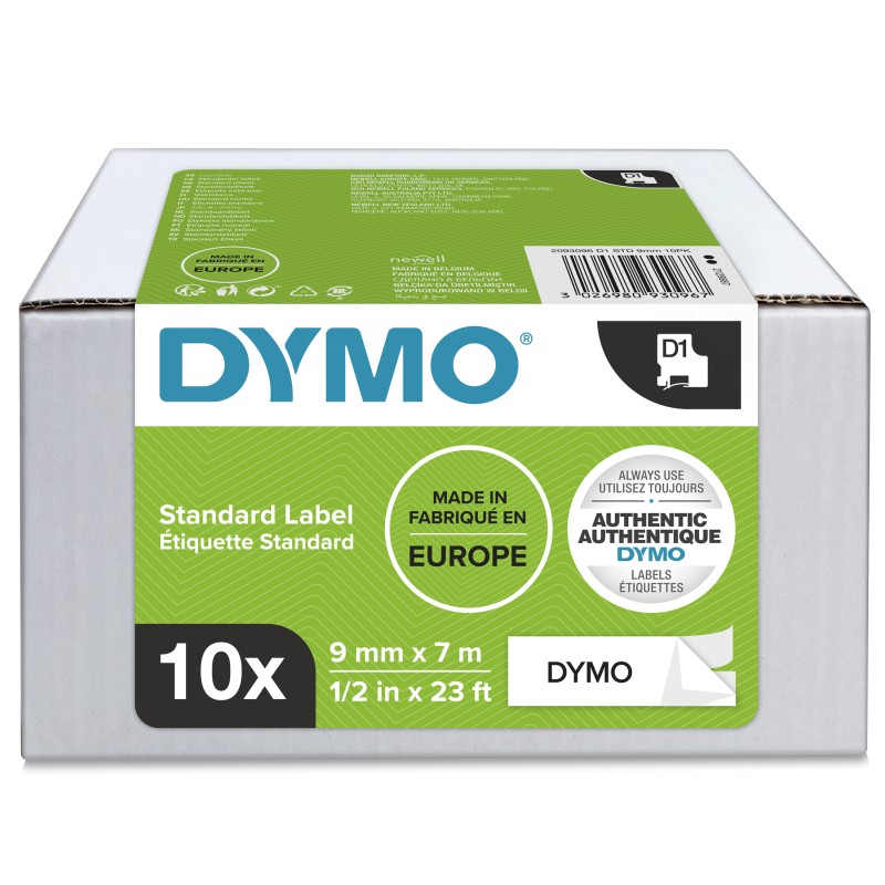 1 pcs - Dymo Black on White Label Printer Tape, 7.62mm Label Length, 9mm Label Width