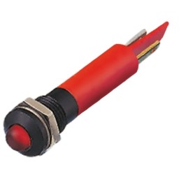 1 pcs - RS PRO Red Panel Mount Indicator, 24V ac, 8mm Mounting Hole Size, Solder Tab Termination