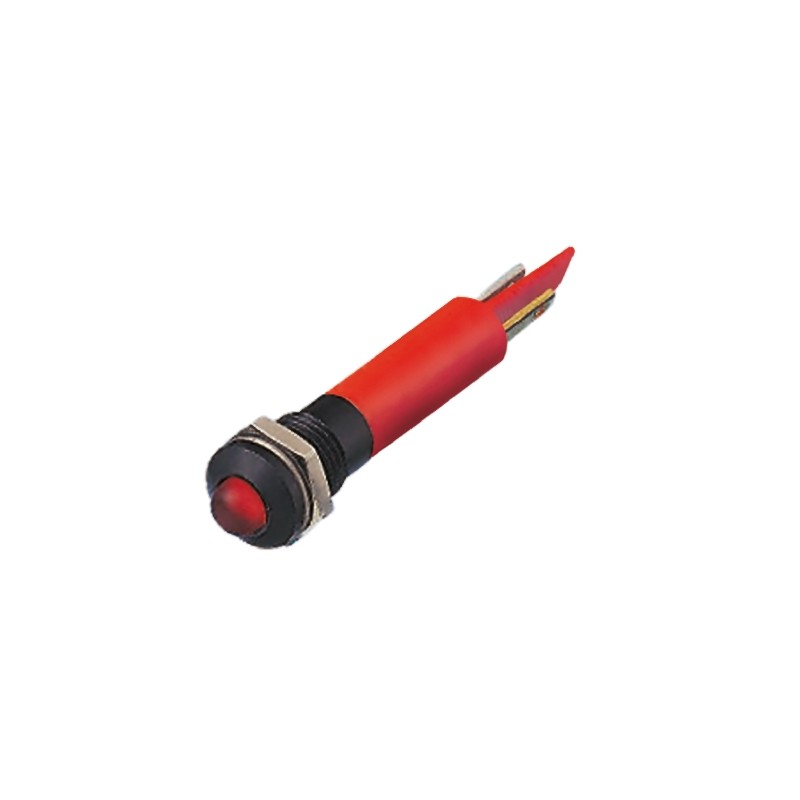 1 pcs - RS PRO Red Panel Mount Indicator, 24V ac, 8mm Mounting Hole Size, Solder Tab Termination